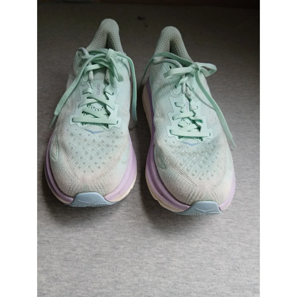 Hoka Womens 9 B Clifton 9 Sneakers Casual Athletic Running Active Blue Comfort